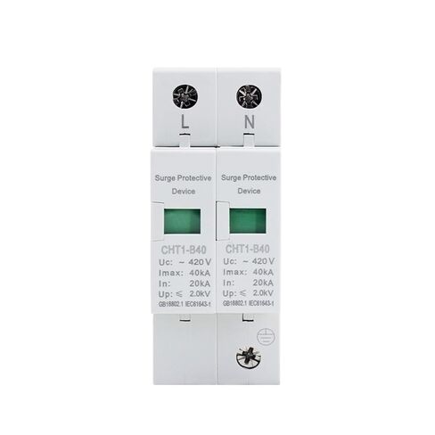 جهاز مانع التيار المتردد SPD 2P جهاز حماية من الصواعق للحماية من الصواعق AC420V 20KA 40KA 60KA للنظام الكهروضوئي الشمسي (اللون: 2P AC420V، الحجم: 20kA-40kA) in Kuwait