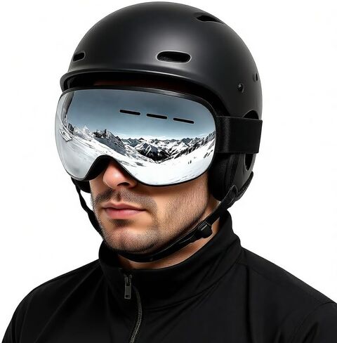 Ski Goggles - REVO Anti-Fog Lens, UV400 Protection, TPU Frame, for Men & Women (Silver & Gray Lens) in Saudi Arabia