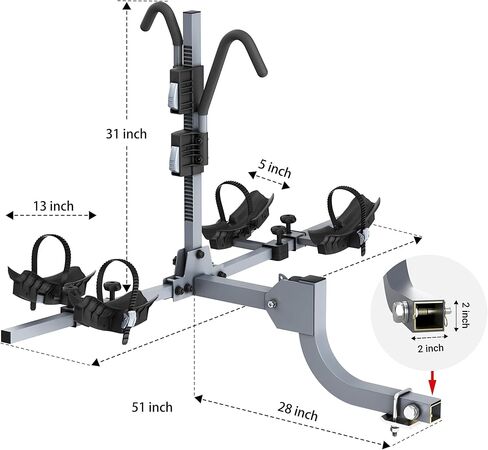 رف الدراجة في براديو رف ، رف قابل للطي 2 دراجة للدراجة القياسية ، الإطارات الدهنية والدراجة الإلكترونية ، رف دراجة ذكي خالٍ من التمايل ، 2 دراجة 180 رطلاً ، مستقبل 2 بوصة in Kuwait