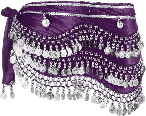 Women's Belly Dance Hip Scarf With Gold Coins Belly Waist Chain Dance Hip Scarf Belly Dance Skirt in Kuwait