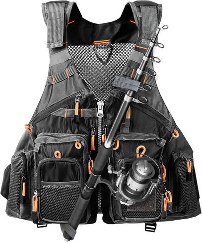 TOMSHOO Fly Fishing Vest for Men Women Adjustable Strap with Mesh Shoulder Pad Multi Pockets for Outdoors Stream Fishing in Kuwait