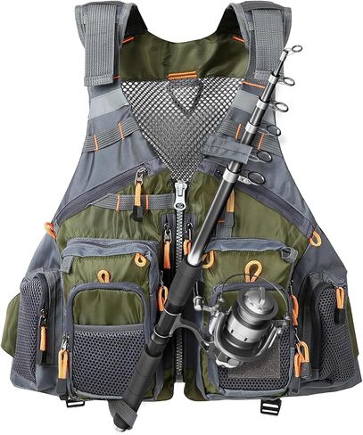 TOMSHOO Fly Fishing Vest for Men Women Adjustable Strap with Mesh Shoulder Pad Multi Pockets for Outdoors Stream Fishing in Saudi Arabia