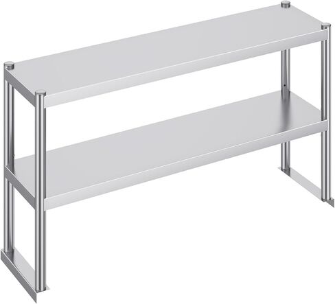 Happybuy Double Overshelf, Adjustable Stainless Steel 12 x 48 Inch 2-Tier Prep Work Table for Kitchen, Restaurant & Workshop in Saudi Arabia