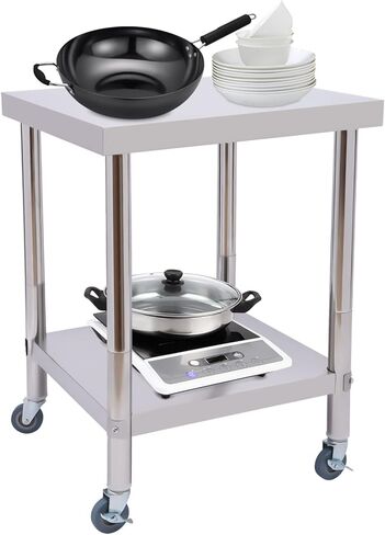 Stainless Steel Work Table 60 x 60 x 85 cm with 300 kg Load Capacity - Professional Gastro Kitchen Table on Wheels from Kitchen Stainless Steel Table in Saudi Arabia