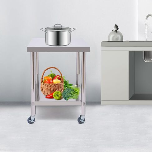 Stainless Steel Work Table 60 x 60 x 85 cm with 300 kg Load Capacity - Professional Gastro Kitchen Table on Wheels from Kitchen Stainless Steel Table in Saudi Arabia