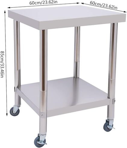 Stainless Steel Work Table 60 x 60 x 85 cm with 300 kg Load Capacity - Professional Gastro Kitchen Table on Wheels from Kitchen Stainless Steel Table in Saudi Arabia