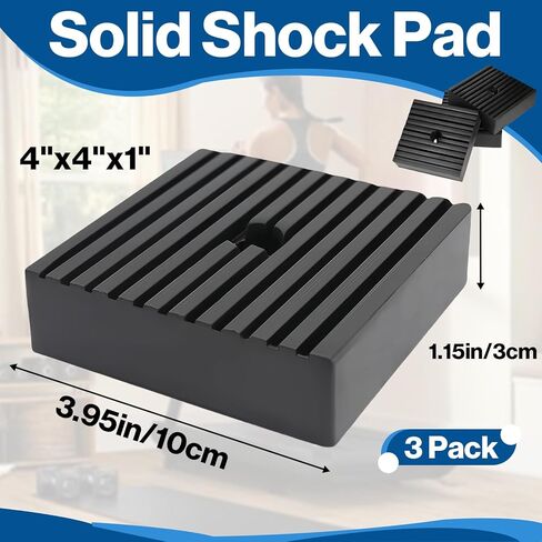 3-Pack Anti Vibration Pads 4"x4"x1", Solid Rubber Isolation Pads for Air Compressor, AC Condenser, Washing Machine, Treadmill - 960LBS Load Capacity, Noise Reduction, Non-Slip, Easy Installation in Kuwait