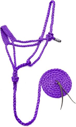 Jeffers Braided Mule Tape Halter with 10 ft Lead Rope for Horses 750–1200 lb - Full Size Adjustable Knot Horse Halter, Equestrian Training Tack for Riding, Trail, Western, Barn, Stable – Pink in Saudi Arabia