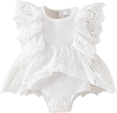 Baby Girl Romper Dress Ribbed Newborn Lace Boho Tutu Dresses Headband Baptism Photography Wedding Summer Outfit 0-24M in Kuwait