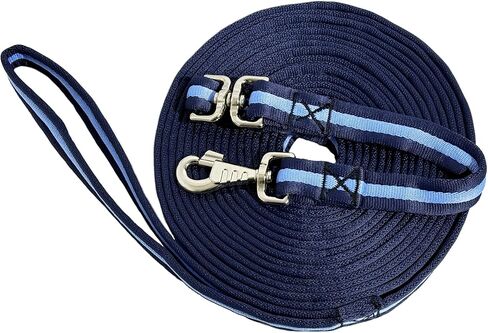 خط اندفاع الحصان بطول 26 قدمًا مع مشبك دوار خالٍ من التشابك، إطلاق سريع، حبل تدريب مسطح عالي التحمل للاندفاع، العمل الأرضي (كحلي وأزرق وكحلي، 26FT-1) in Kuwait