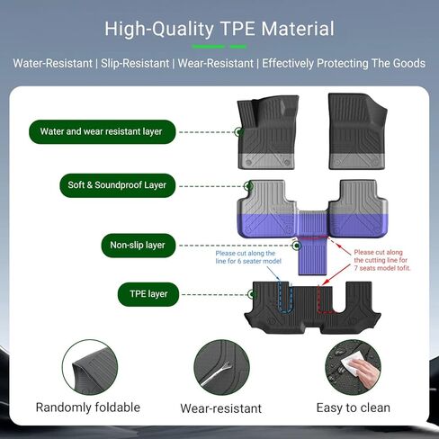 Floor Mat Compatible with 18-25 Volkswagen VW Atlas Cargo Mat Trunk Liner Cargo Liner 2nd Backrest Replacement for 2018-2025 Volkswagen Atlas Accessories in Kuwait