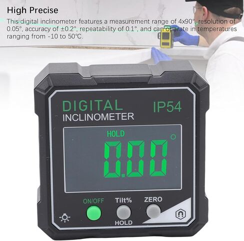 Yctze Digital Inclinometer, 4x90 Degree Range Backlit LCD Screen Inclinometers, Magnetic Base Inclinometers with IP54 Design, Ideal for Woodworking, Table Saw & Construction in Saudi Arabia