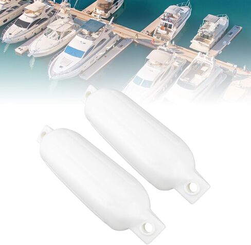 مصد رصيف القارب مع الحبال، 11 × 40 سم PVC محمول أبيض قابل للنفخ كرة لرسو السفن لليخوت والقوارب الشراعية وقوارب التجديف، عبوتان in Saudi Arabia