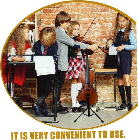 1 قطعة حامل كمان قابل للطي حامل ثلاثي القوائم عمودي حامل عرض كمان أسود مدمج لسهولة التخزين والنقل تصميم متين ومريح in Kuwait