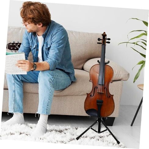 1 قطعة حامل كمان قابل للطي حامل ثلاثي القوائم عمودي حامل عرض كمان أسود مدمج لسهولة التخزين والنقل تصميم متين ومريح in Kuwait