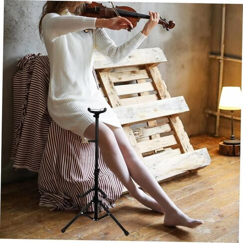 1 قطعة حامل كمان قابل للطي حامل ثلاثي القوائم عمودي حامل عرض كمان أسود مدمج لسهولة التخزين والنقل تصميم متين ومريح in Kuwait