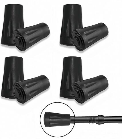 8pcs الرحلات الإكسسوارات القطب بديلة دائمة الاستبدال الأسود الماس الرحلات القطب نصائح مطاطية لأعمدة المشي لمسافات طويلة لجميع أعمدة الرحلات الشائعة ، وعصي المشي لمسافات طويلة ، قطرها 11 ملم/0.43in in Kuwait
