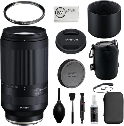 Tamron 70-300mm f/4.5-6.3 DI III RXD Telepso Lens متوافق مع Nikon Z Mount مع حقيبة العدسة + مجموعة مرشح + مجموعة مبتسم الصور + قطعة قماش التنظيف (5 عناصر) in Kuwait