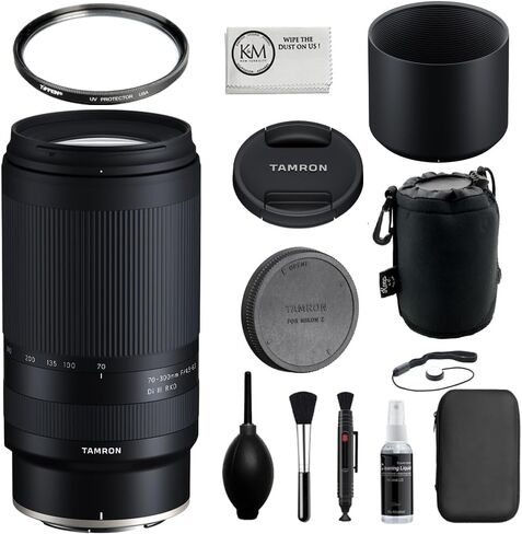Tamron 70-300mm f/4.5-6.3 DI III RXD Telepso Lens متوافق مع Nikon Z Mount مع حقيبة العدسة + مجموعة مرشح + مجموعة مبتسم الصور + قطعة قماش التنظيف (5 عناصر) in Kuwait