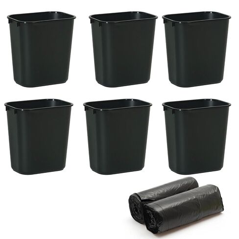 6 عبوات من علب القمامة الصغيرة السوداء مع 2 أكياس قمامة دوارة سعة 2 جالون 8 لتر صناديق قمامة بلاستيكية حاوية قمامة لغرفة النوم والمكتب والمطبخ in Kuwait