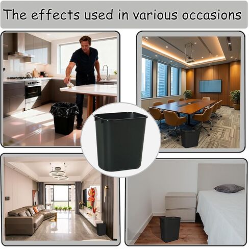 6 عبوات من علب القمامة الصغيرة السوداء مع 2 أكياس قمامة دوارة سعة 2 جالون 8 لتر صناديق قمامة بلاستيكية حاوية قمامة لغرفة النوم والمكتب والمطبخ in Kuwait