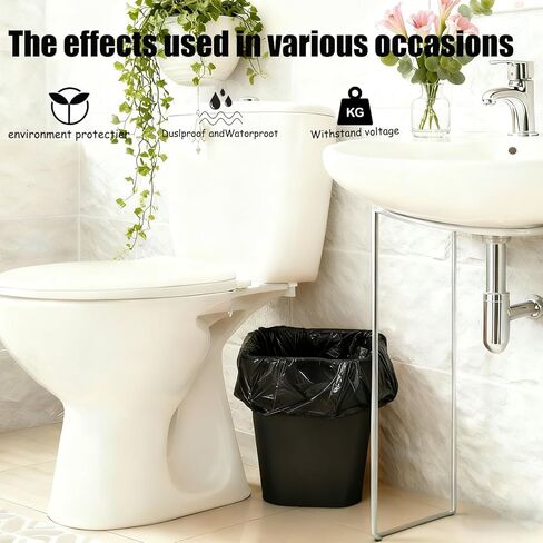 6 عبوات من علب القمامة الصغيرة السوداء مع 2 أكياس قمامة دوارة سعة 2 جالون 8 لتر صناديق قمامة بلاستيكية حاوية قمامة لغرفة النوم والمكتب والمطبخ in Kuwait