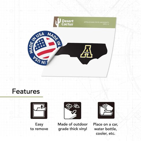 Desert Cactus Appalachian State University Sticker Vinyl Decal Laptop Water Bottle Car Scrapbook (State Border Sticker) in Kuwait