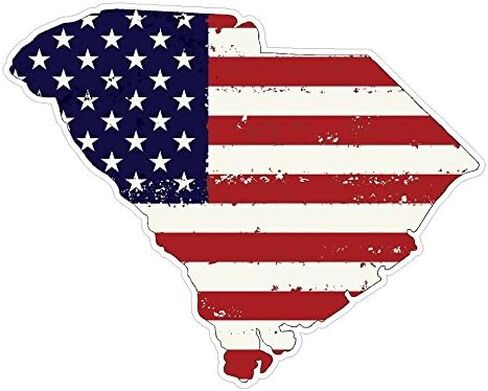 South Carolina State (J41) - Premium Distressed Flag Vinyl Decal - American State Pride Sticker for Cars, Trucks, Windows, and Laptops - USA Flag Black and White Design - Waterproof 5" in Saudi Arabia