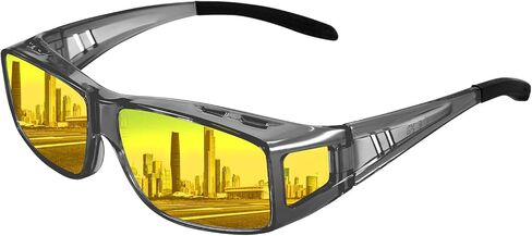 Anti Glare Polarized Night Driving Glasses，Fit Over Prescription Eyeglasses for Men Women in Kuwait