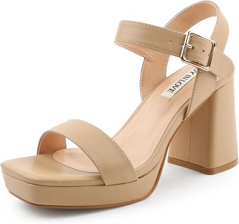 JOY IN LOVE Women's Chunky Platform High Heels Ankle Strap Block Heel Sandals in Kuwait