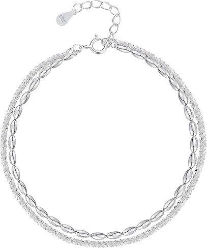 Dainty 925 Sterling Silver Birthstone Birclets for Women Zirconia solitaire Diamond Barelet Simple Sparkle Twisted Chair Bracelets Jewelry Jewelry Hisports لها in Kuwait