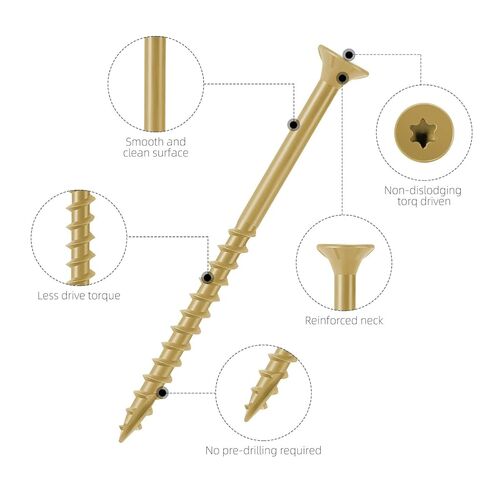 مسامير سطح WELLOCKS مقاس 3 بوصات، براغي خشبية #10×3 بوصة، أسمر 300 قطعة مع 3 قطع، مقاومة فائقة للصدأ، مطلية بالإيبوكسي، طلاء رش ملح أكثر من 1000 ساعة، T25 Torx Star Bit متضمنة للسياج الخشبي الخارجي in Kuwait