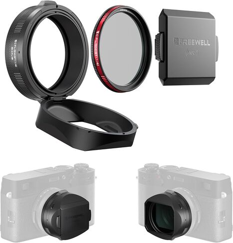 Freewell The Real Lens Hood - Hybrid CPL/Mist Filter, Flipable, Touchless Filter Operation for Fuji X100VI, X100V, X100 Series (Silver) in Saudi Arabia