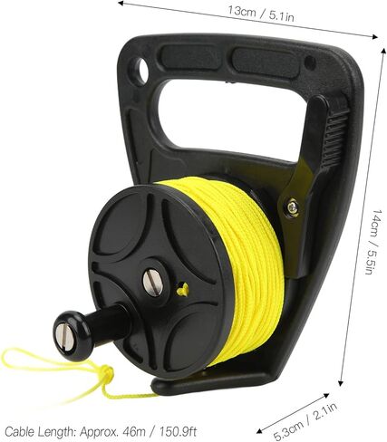 Alomejor Scuba Diving Reel Strong Nylon Thread Portable Wire Feeder for Snorkeling Underwater Water Sports 46m Yellow Dive Reel for Divers in Saudi Arabia
