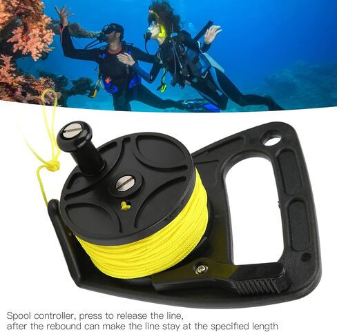 Alomejor Scuba Diving Reel Strong Nylon Thread Portable Wire Feeder for Snorkeling Underwater Water Sports 46m Yellow Dive Reel for Divers in Saudi Arabia