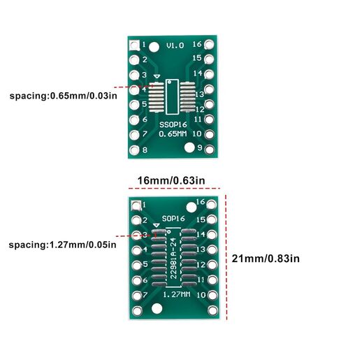 SING F LTD 10x SOP16 TSSOP16 إلى DIP-16 PCB Pinboard 21x16mm لتعديل وترقية مكونات SMD إلى بصمة DIP in Kuwait