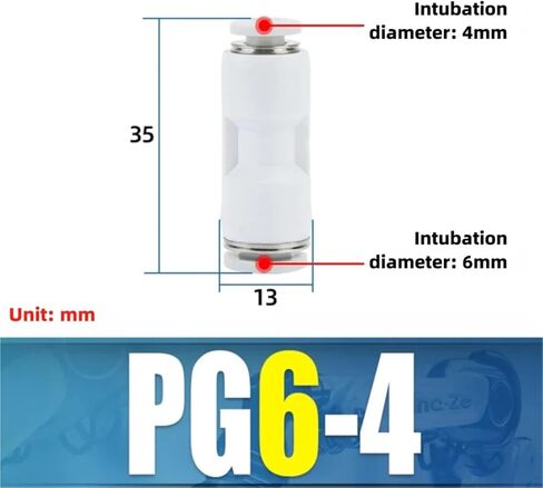 1pcs Pneumatic air pipe adapter with straight through PG quick plug 6-4/8-6/10-6/10-8/12-10 adapter(PG6-4) in Saudi Arabia