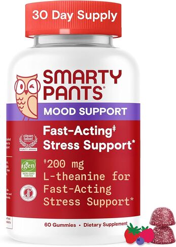 علكات سمارتي بانتس لدعم الإجهاد للبالغين: دعم سريع المفعول للهدوء والمزاج مع إل-ثيانين 200 مجم وأشواغاندا (سينسوريل)، لا يسبب النعاس، نكهة التوت المختلطة، 60 قطعة (كمية تكفي 30 يومًا) in Kuwait