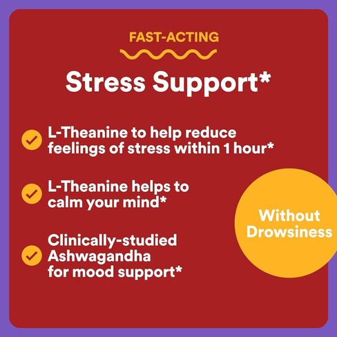 SmartyPants Adult Stress Support Gummies: Fast-Acting Calm & Mood Support with L-Theanine 200mg & Ashwagandha (Sensoril), Non-Drowsy, Mixed Berry Flavor, 60 Count (30 Day Supply) in Saudi Arabia