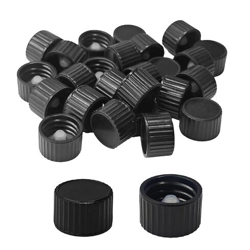 25 قطعة من أغطية لولبية الفينولية السوداء مقاس 22 مم، أغطية زجاجات مقاومة للتسرب لزجاجات بوسطن المستديرة والمواد الكيميائية ومستحضرات التجميل والتخزين in Kuwait