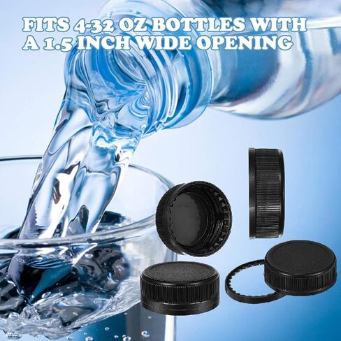 50 قطعة من أغطية الزجاجات البلاستيكية السوداء مقاس 38 مم لزجاجات العصير الفارغة، وأغطية زجاجات العبث، وأغطية الزجاجات للحرف اليدوية، وحاوية 4، و8، و12، و16، و32 أونصة in Kuwait