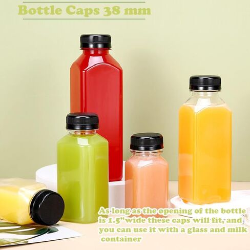 50 قطعة من أغطية الزجاجات البلاستيكية السوداء مقاس 38 مم لزجاجات العصير الفارغة، وأغطية زجاجات العبث، وأغطية الزجاجات للحرف اليدوية، وحاوية 4، و8، و12، و16، و32 أونصة in Kuwait