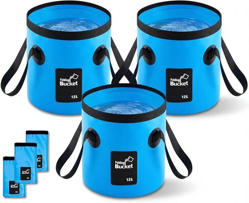 3 Pcs 5 Gallon Black Bucket Collapsible Foldable Bucket with Handle for Camping Fishing Hiking to Hold Water Folding Container Carry Bag Multiple Use Portable Fold up Lightweight in Saudi Arabia