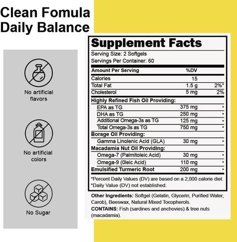 120 Softgels, Triple Omega 3 6 9 Supplement with Turmeric, Curcumin, DHA & EPA, Fish Oil Supplement for Brain & Heart Health and Joint Support, Advanced Absorption in Kuwait