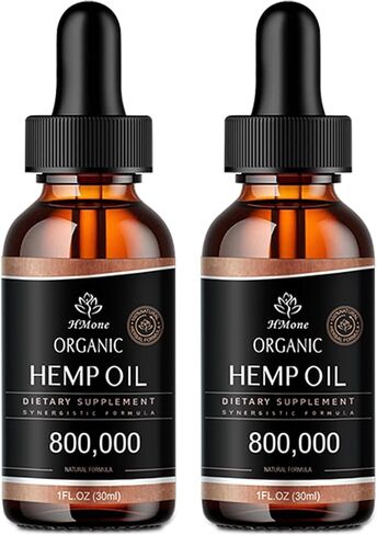 عبوتان من قطرات زيت القنب لتخفيف الألم والجلد والنوم والقلق - صبغة قنب عضوية عالية الفعالية وقوة عالية - مع مستخلص C02، نباتي، غير معدّل وراثيًا in Kuwait