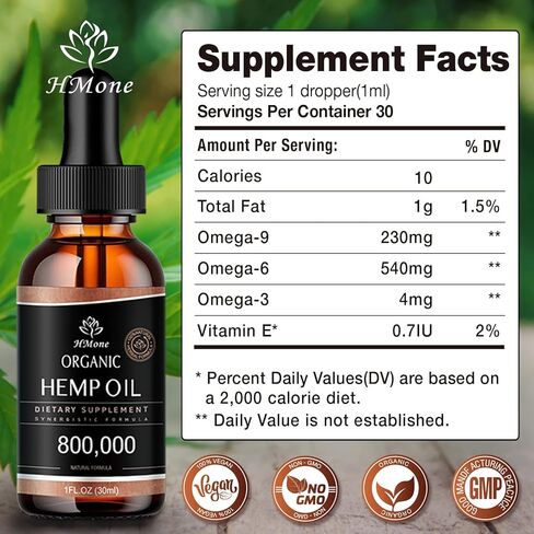 عبوتان من قطرات زيت القنب لتخفيف الألم والجلد والنوم والقلق - صبغة قنب عضوية عالية الفعالية وقوة عالية - مع مستخلص C02، نباتي، غير معدّل وراثيًا in Kuwait