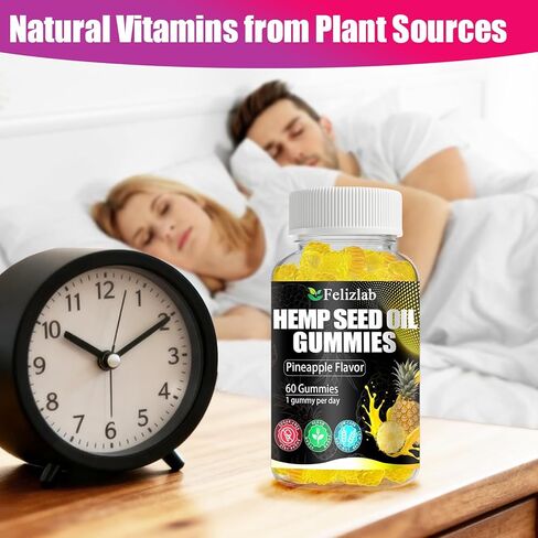 علكات القنب للقلق من آلام النوم - 120 قطعة من مستخلص زيت القنب الطبيعي النباتي مع أوميغا وفيتامين ب للاسترخاء والسلام - على شكل توت العليق (نكهة الأناناس) in Kuwait