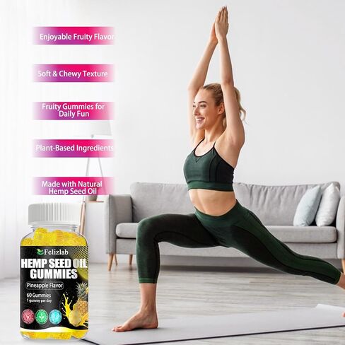 علكات القنب للقلق من آلام النوم - 120 قطعة من مستخلص زيت القنب الطبيعي النباتي مع أوميغا وفيتامين ب للاسترخاء والسلام - على شكل توت العليق (نكهة الأناناس) in Kuwait