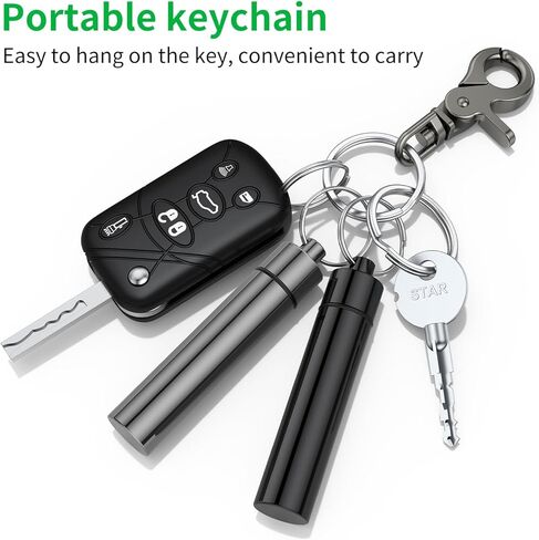 2 Pieces Metal Container with Keyring, Portable Waterproof Aluminum Travel Holder Mini Storage Bottle Case (Grey Red) in Saudi Arabia