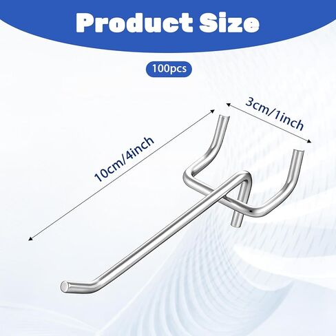 100 Pcs Peg Board Shelving Hooks, Stainless Steel Hanging Board Pegs Wall Display Hooks, Shelving Display Hanging Peg Board Holders for 1/8 1/4 Garage Storage Organizer Accessories(4 Inch) in Saudi Arabia